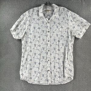 Marine Layer Men Button Up Shirt Extra Large XL White Hawaiian Short Sleeve